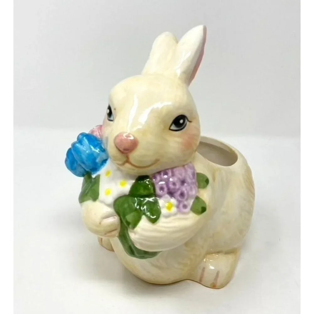 Target Ceramic Bunny Flowers Planter Treat Dish Spring Decor